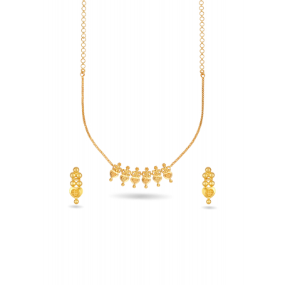 Pearl Drop Floral Necklace Set