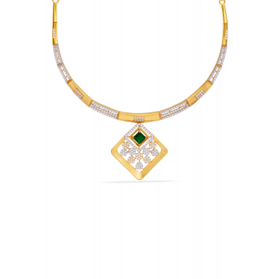Green and Zircon Embossed Floral Neckwear Set