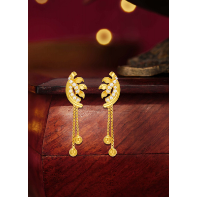 Stone-Studded Leaf Earrings