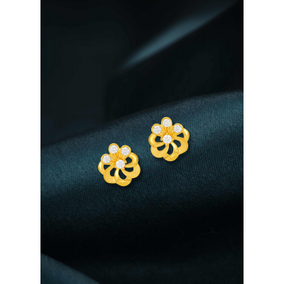 Floral Sparkle Stone-Worked Stud Earrings