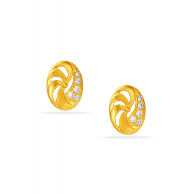 Oval Floral Sparkle Studs