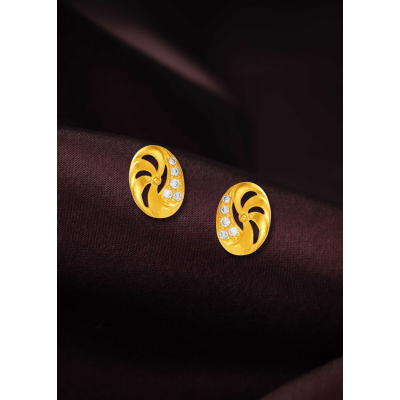 Oval Floral Sparkle Studs