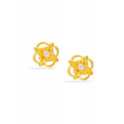 Finely Detailed Floral Stud Earrings