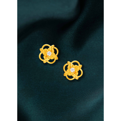 Finely Detailed Floral Stud Earrings