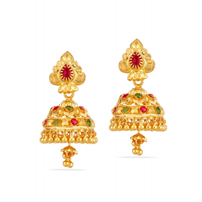 Royal Roots Ruby Emerald Jhumka