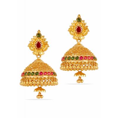 Heirloom Gleam Ruby and Emerald Jhumka