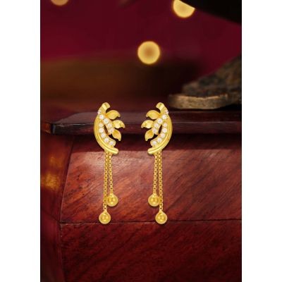Stone-Studded Leaf Earrings