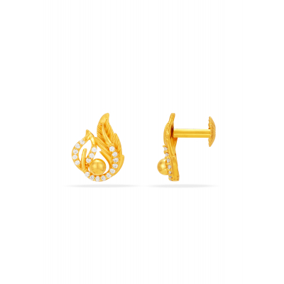 Twin Leaf Elegance Stud Earrings