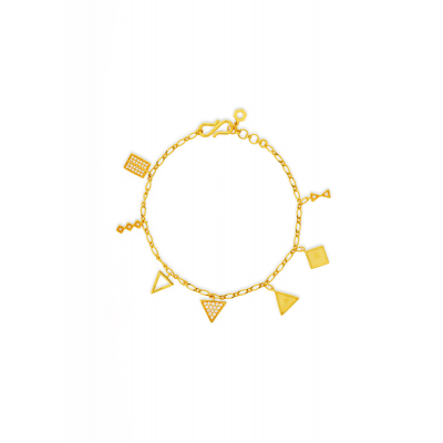 Geometric Triangle Charm Bracelet with S-Hook