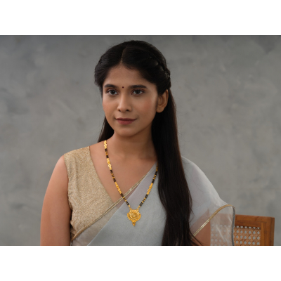 Classic Double Hook Mangalsutra with Black Beads