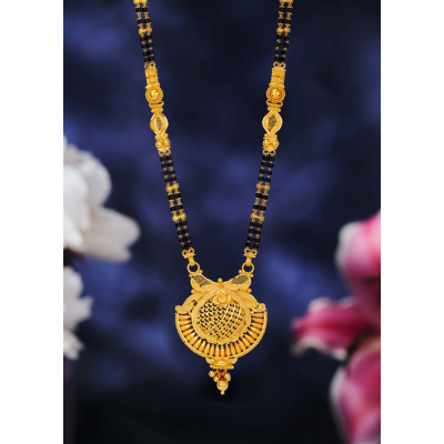 Classic Double Hook Mangalsutra with Black Beads