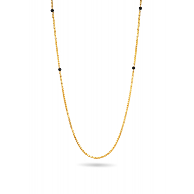 Traditional Black Beads Gold Chain
