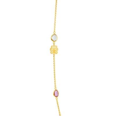 Butterfly and Multi-Stone Necklace Set
