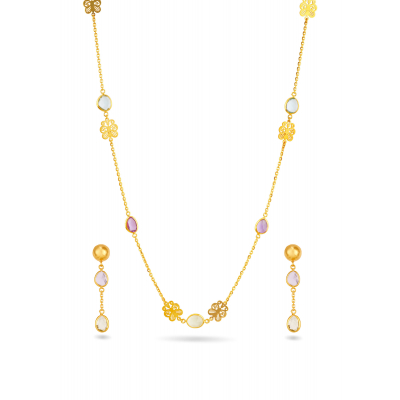 Butterfly and Multi-Stone Necklace Set