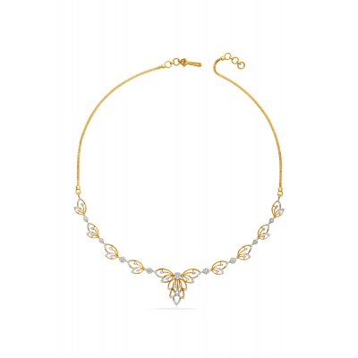 Fallen Leaves Nature's Necklace in Gold and Diamond