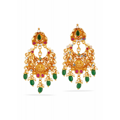 Emerald Drop Lakshmi Crescent Earrings