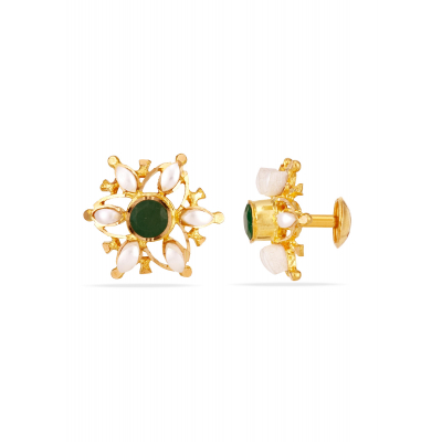 Green Pearl Hollow Ball Women Studs