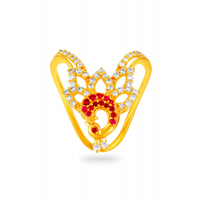 Radiant Heritage Vanki Model Ring with Ruby, Emerald & Zircon