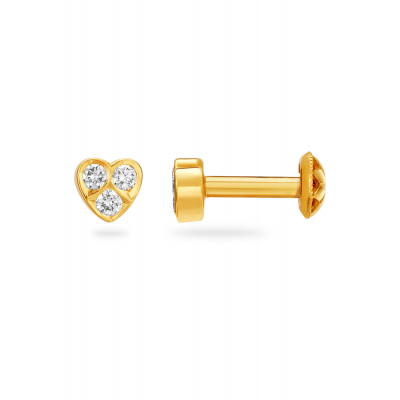Lucky Clover Gold and Diamond Earstuds