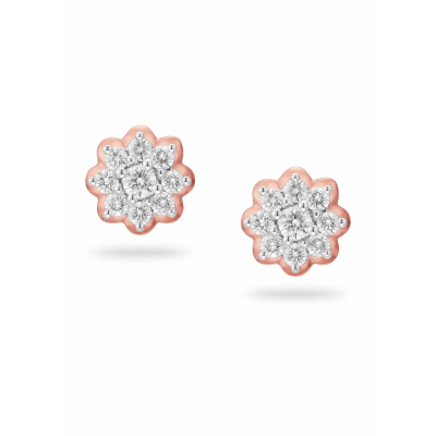 Layered Petals Dahlia Diamond Earrings