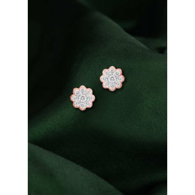 Layered Petals Dahlia Diamond Earrings