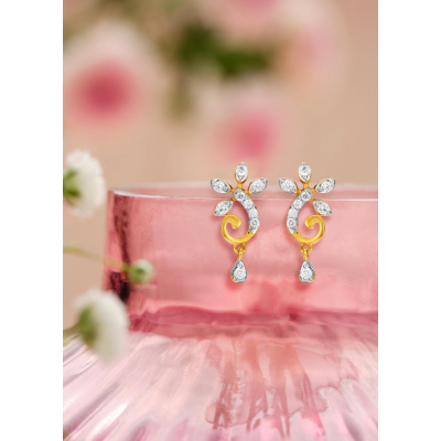 Floral Diamond Drop Earrings