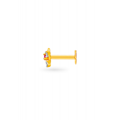 Ruby Floral Motif Diamond Nose Pin