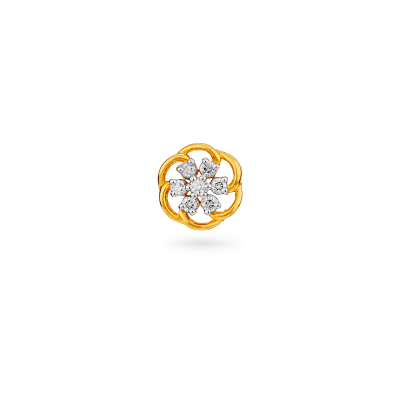Floral Twirl Diamond Nose Pin