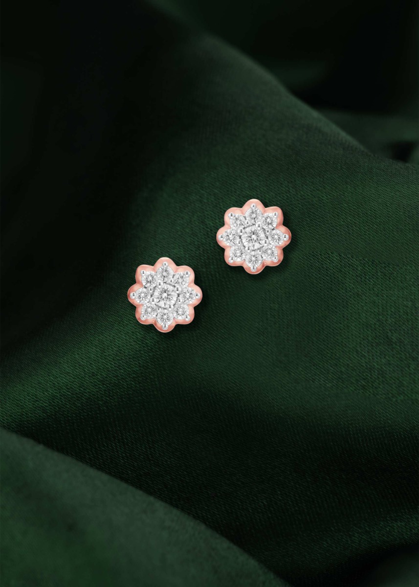 Layered Petals Dahlia Diamond Earrings
