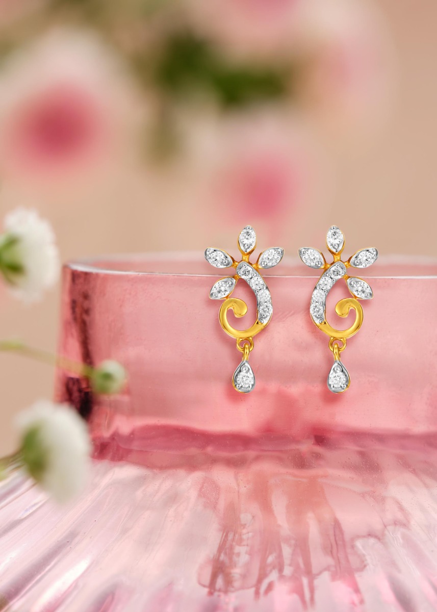 Floral Diamond Drop Earrings