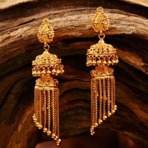 Shop online GoldPlated Silver Chandrakor Earrings Stone Colour Red